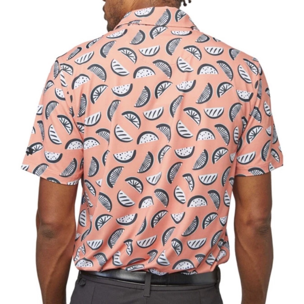 Bad Birdie Men’s The Melonator Golf Polo Shirt - Orange - Small - Picture 3 of 11